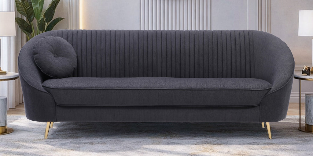 Aveline Chenille Fabric 3 Seater Sofa in Charcoal Grey Colour - Fine Arts (7)