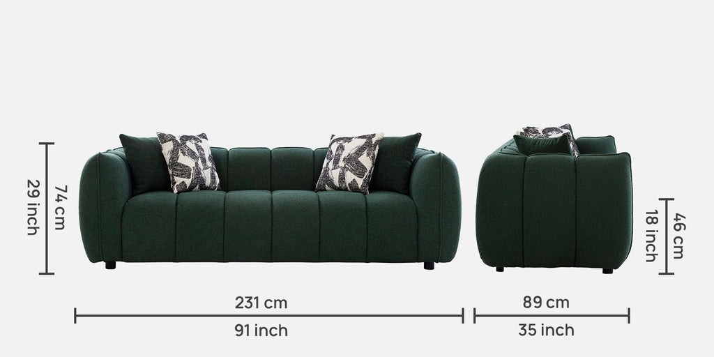 Belarus Fabric 3 Seater Sofa In Green Colour - Fine Arts (3)