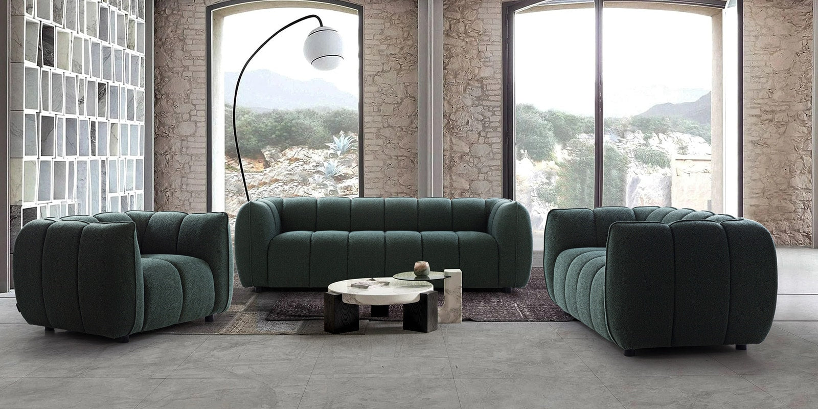 Belarus Fabric 3 Seater Sofa In Green Colour - Fine Arts (4)