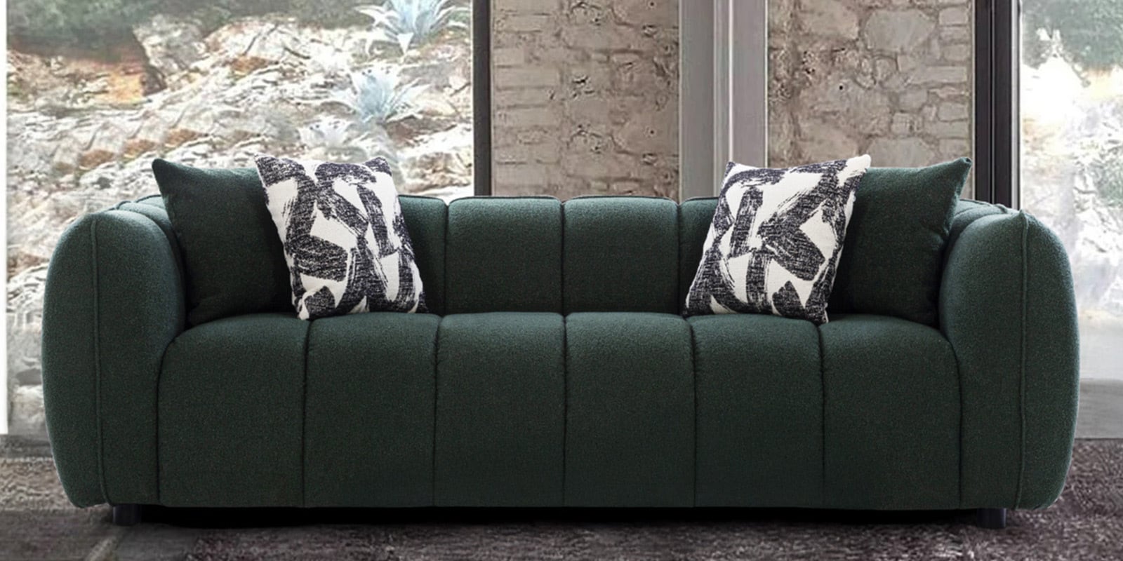 Belarus Fabric 3 Seater Sofa In Green Colour - Fine Arts (2)