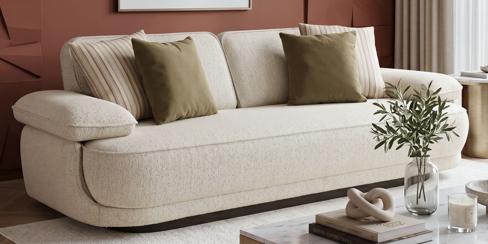 Brina Fabric 3 Seater Sofa with Adjustable Backrest in Beige Colour - Fine Arts (2)