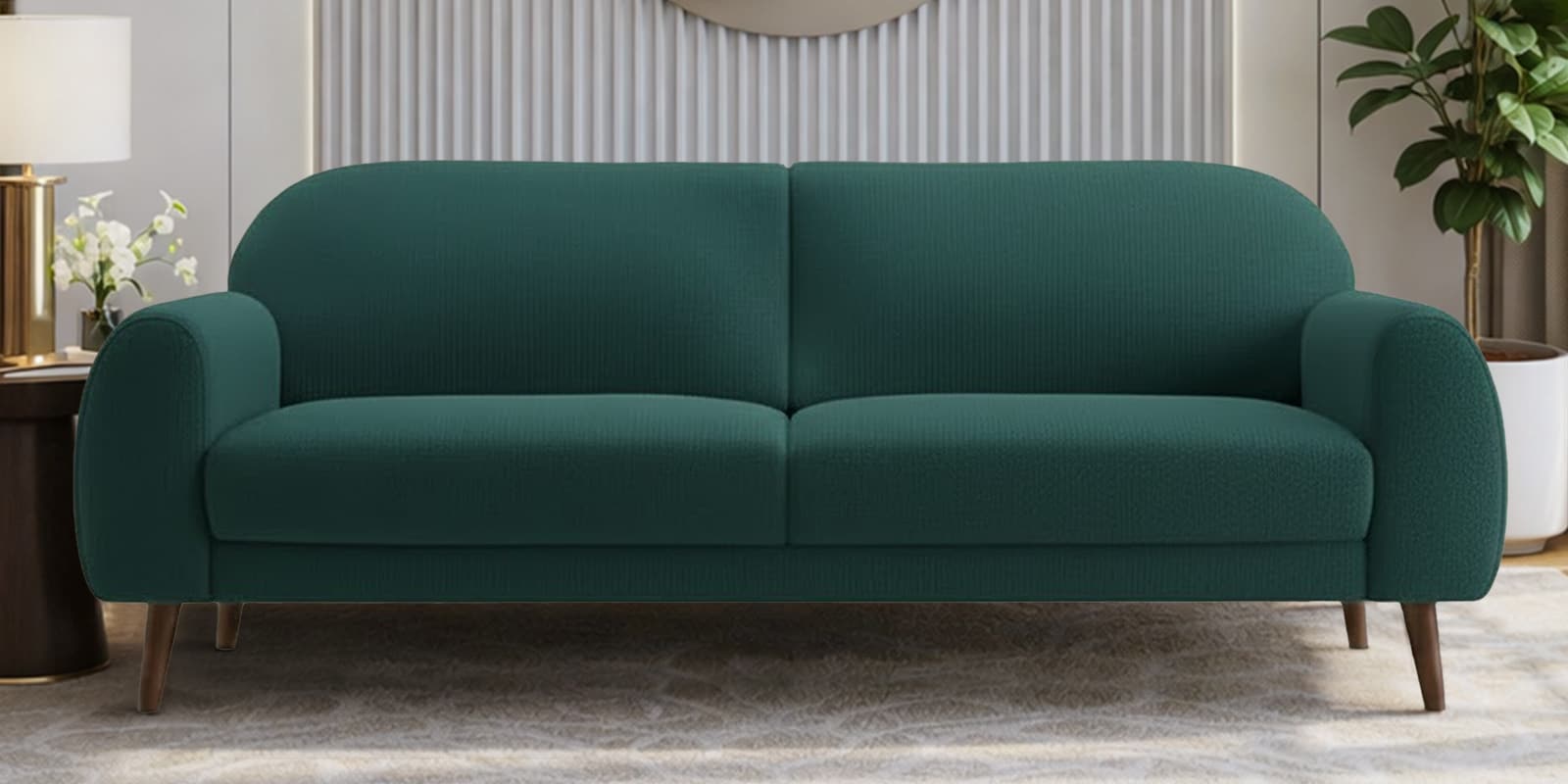 Elegant Velvet Fabric 3 Seater Sofa In Teal Green Color - Fine Arts (2)