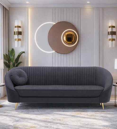 Aveline Chenille Fabric 3 Seater Sofa in Charcoal Grey Colour - Fine Arts (1)