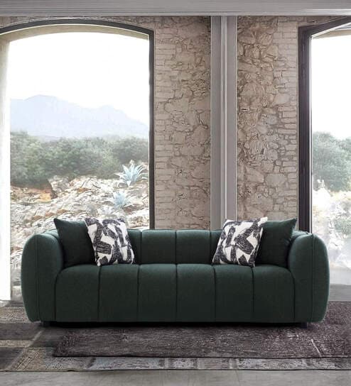 Belarus Fabric 3 Seater Sofa In Green Colour - Fine Arts (1)
