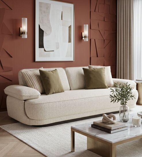 Brina Fabric 3 Seater Sofa with Adjustable Backrest in Beige Colour - Fine Arts (1)