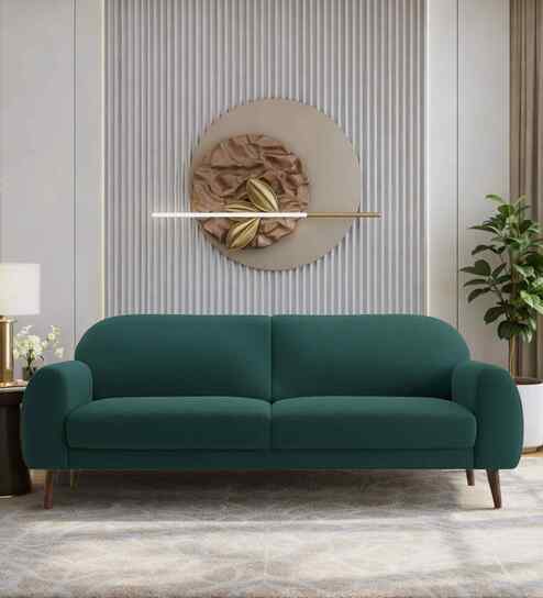 Elegant Velvet Fabric 3 Seater Sofa In Teal Green Color - Fine Arts (1)