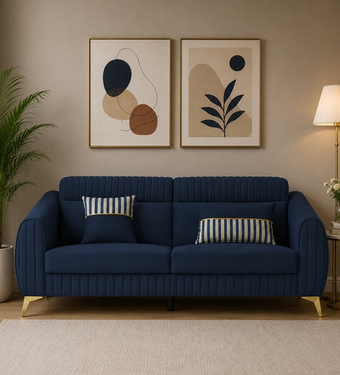 Luster Plus 3 Seater Sofa in Blue Colour - Fine Arts (1)