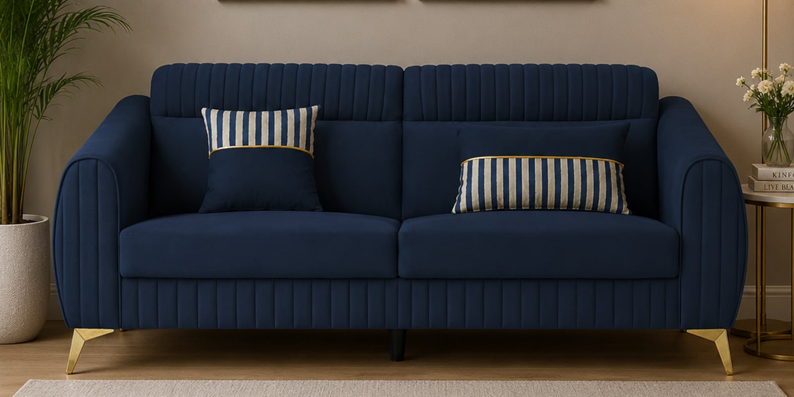 Luster Plus 3 Seater Sofa in Blue Colour - Fine Arts (2)